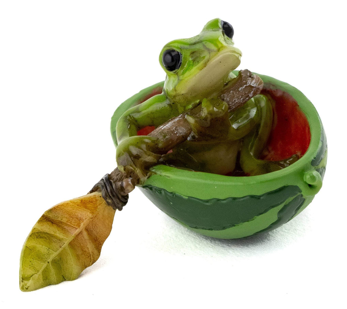 Top Collection Miniature Garden Frogs Rowing Peapod Boat