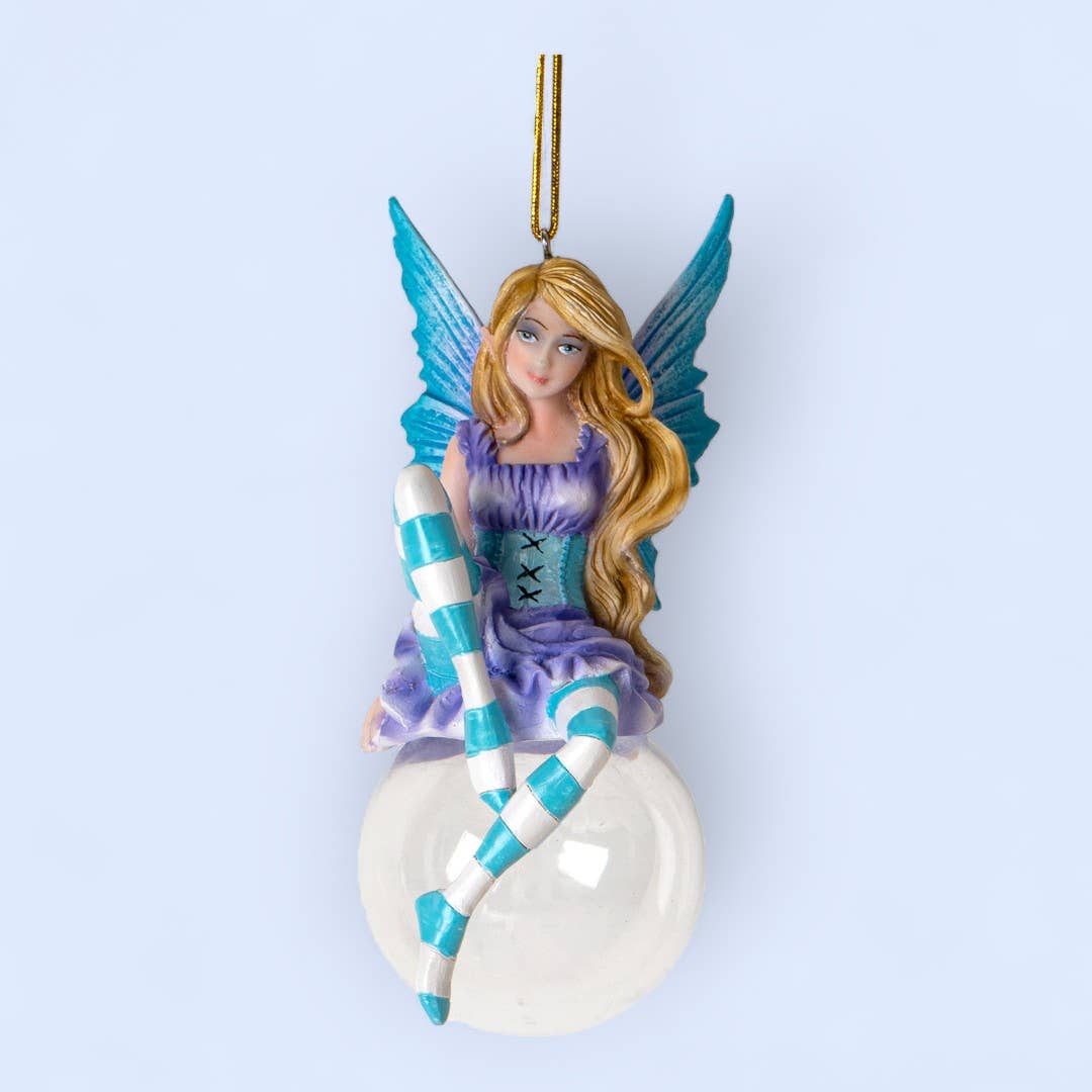 16104 Hyacinth Bubble Rider Fairy Ornament by Amy Brown