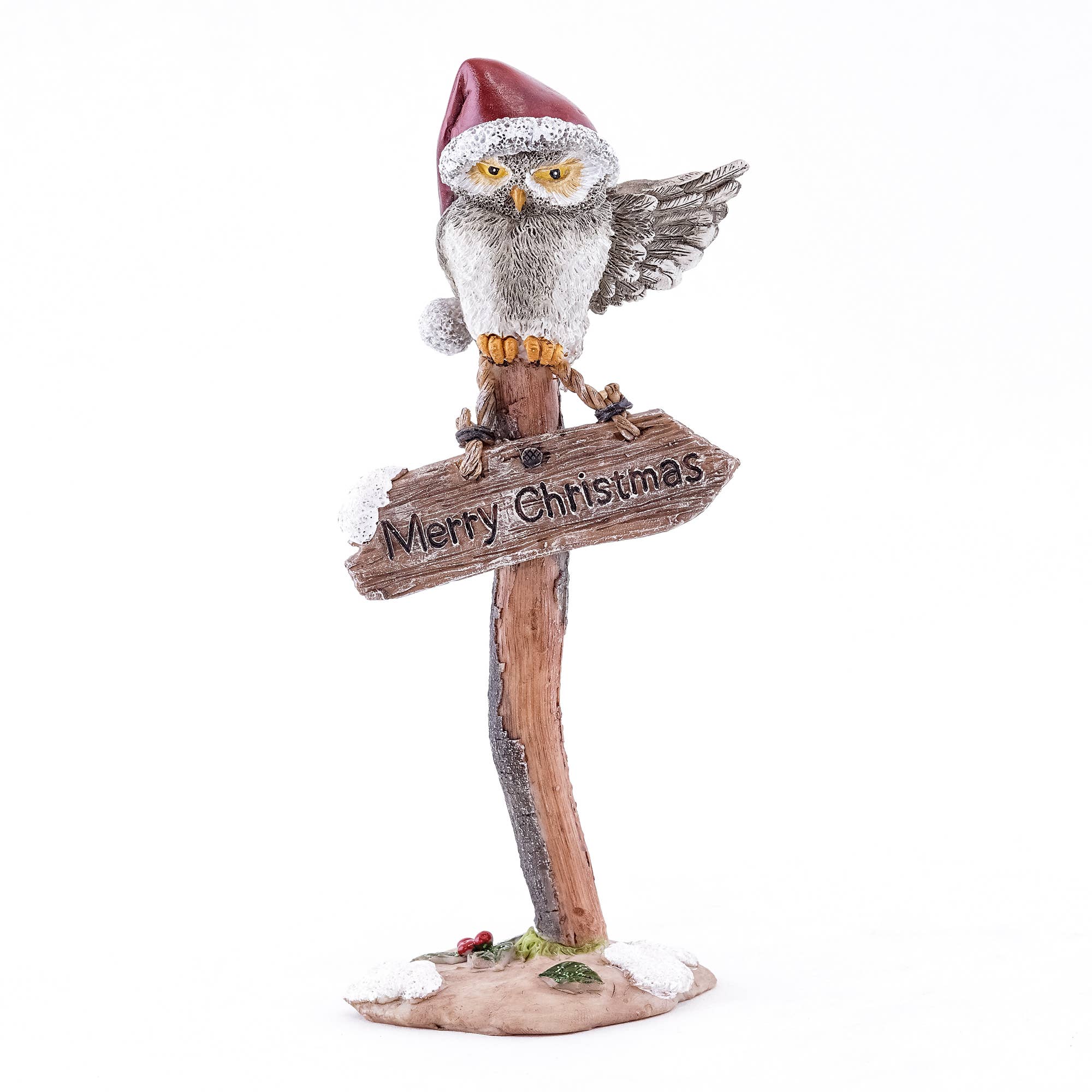 Merry Christmas Owl On Sign Post