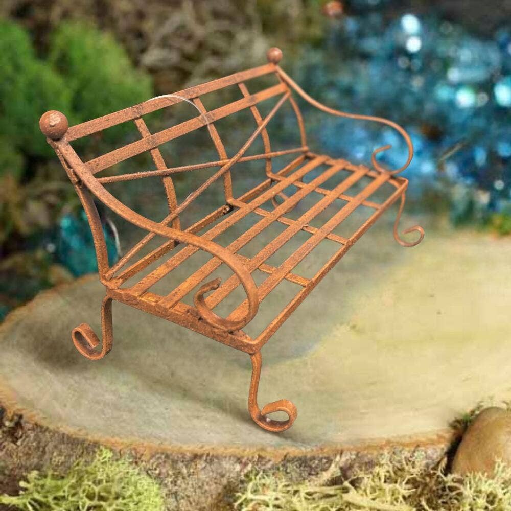 Miniature Rustic Metal Garden Bench