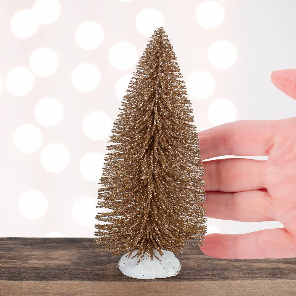 6" Gold Glittered Bottle Brush Tree