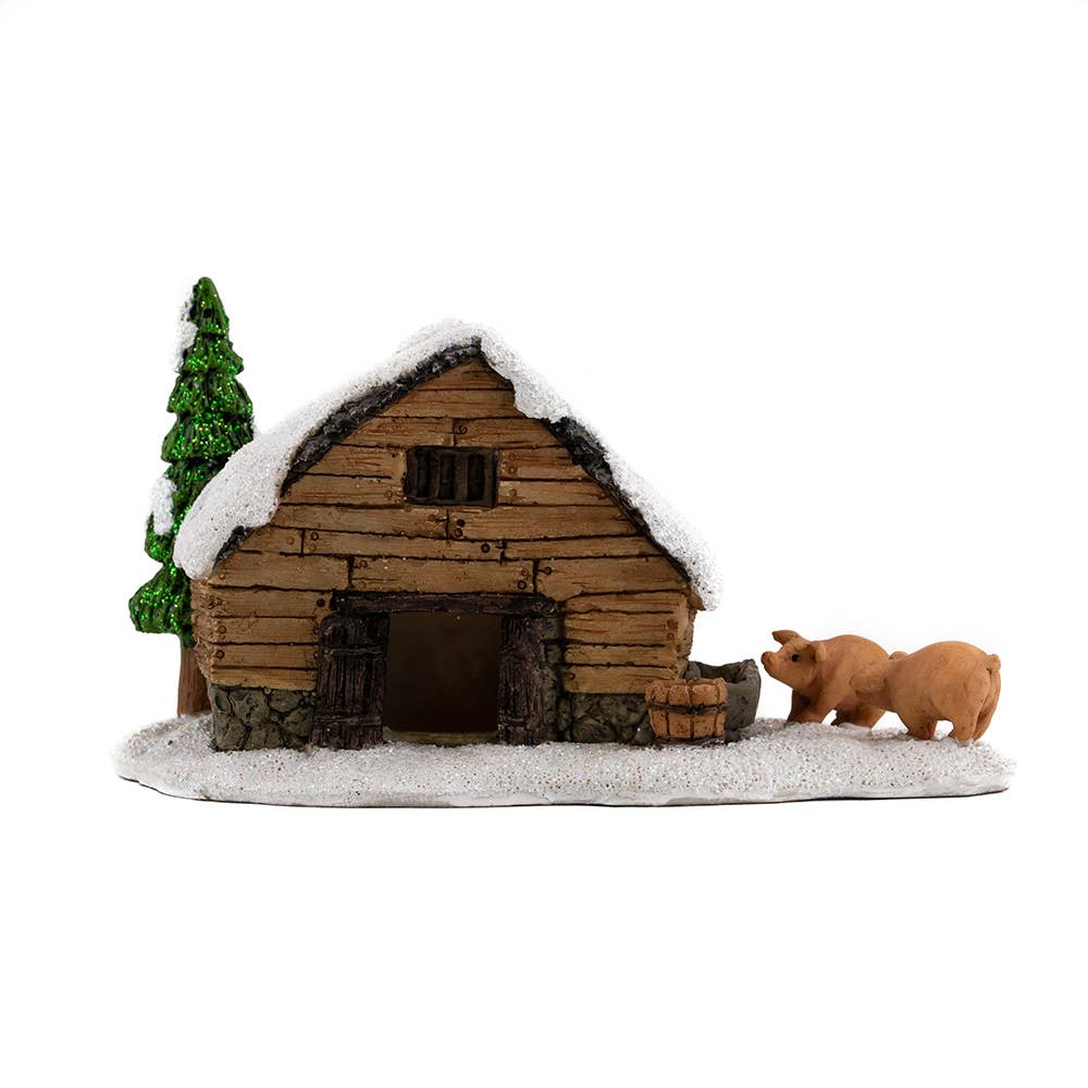 Miniature Snowy Christmas Barn