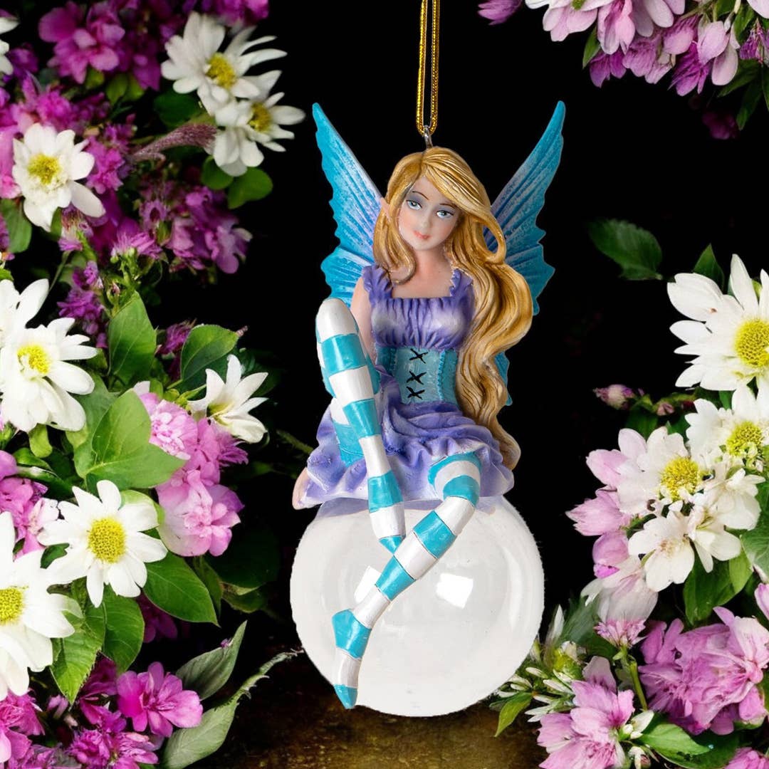 16104 Hyacinth Bubble Rider Fairy Ornament by Amy Brown