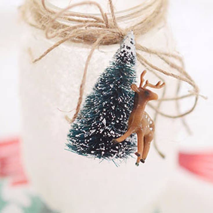 Frosted Green Bottle Brush Trees from 1-1/2" to 3-3/4" tall