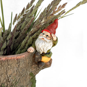 Gnome On Tree Stump Planter