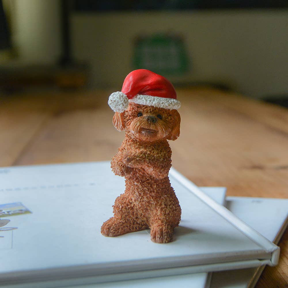 Poodle Puppy Wearing Santa Hat