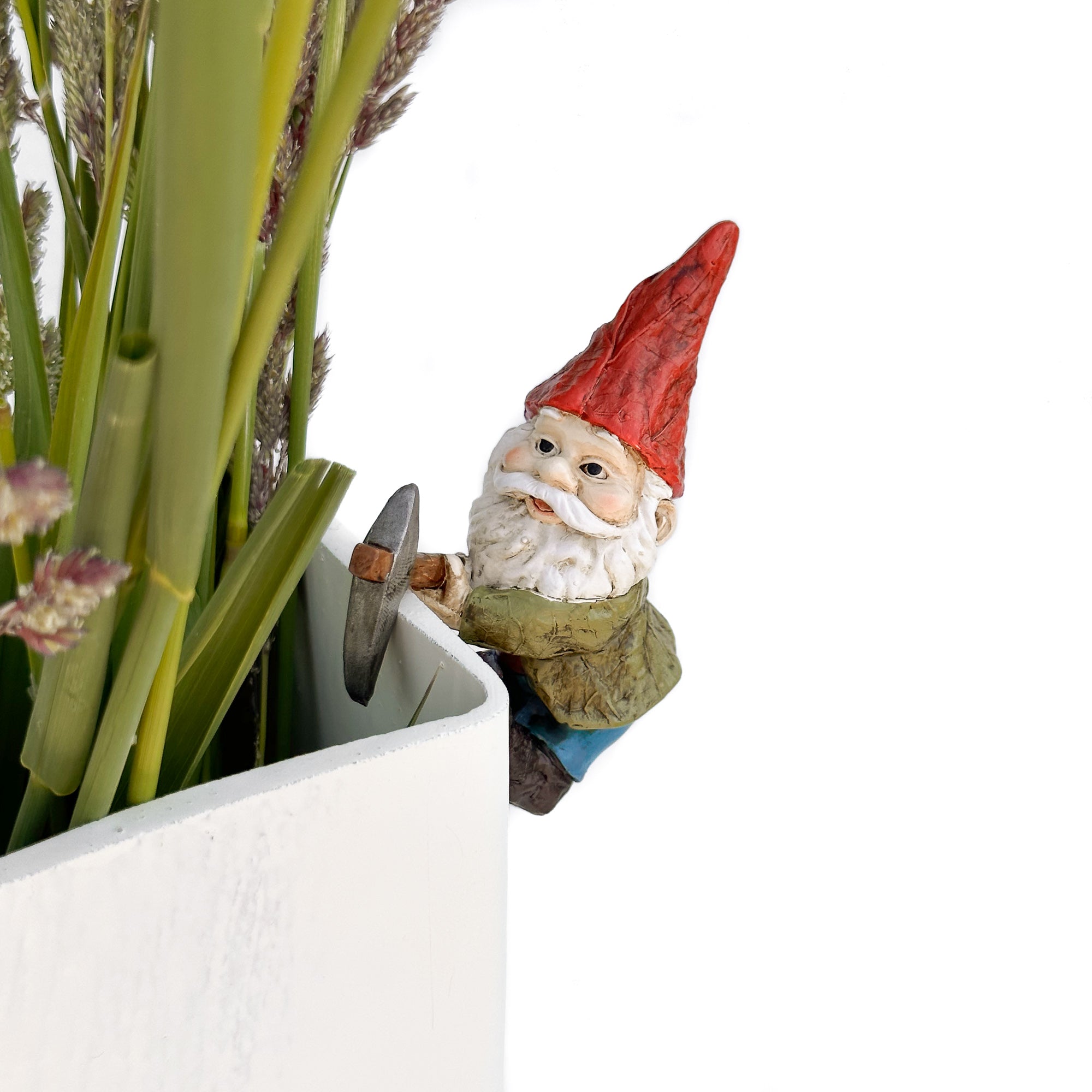 Fairy Garden Gnome Using Pick Axe Pot Hugger