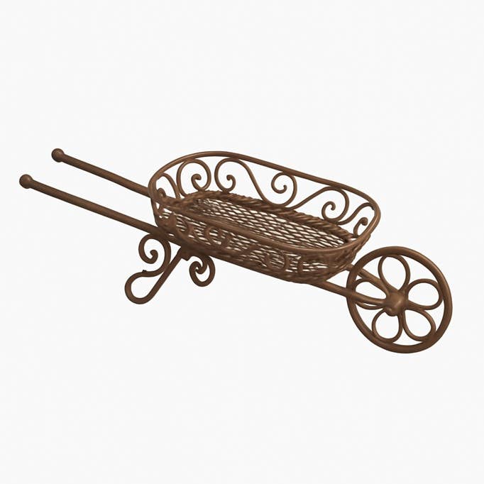 Mini Brown Scroll Wire Wheelbarrow