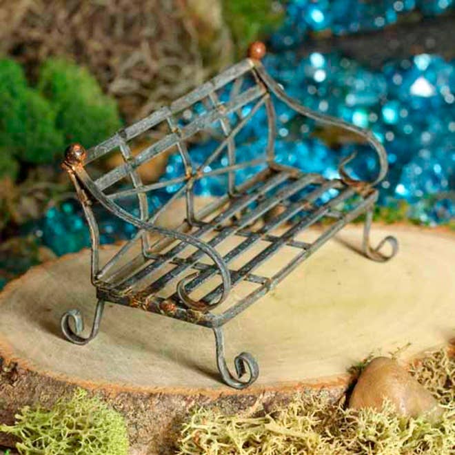 Miniature Rustic Metal Garden Bench