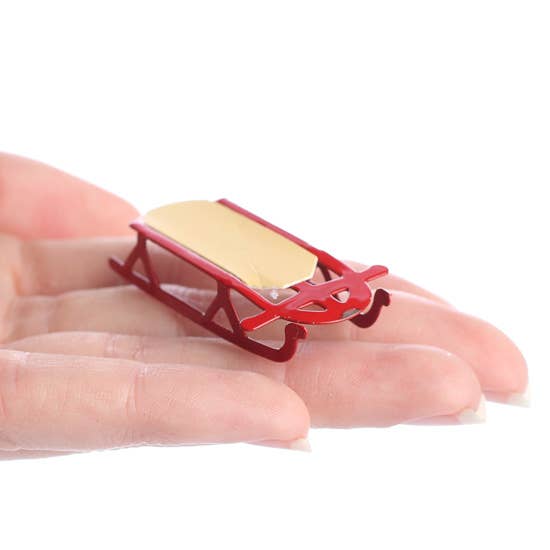 2" Dollhouse Miniature Red Flyer Sled