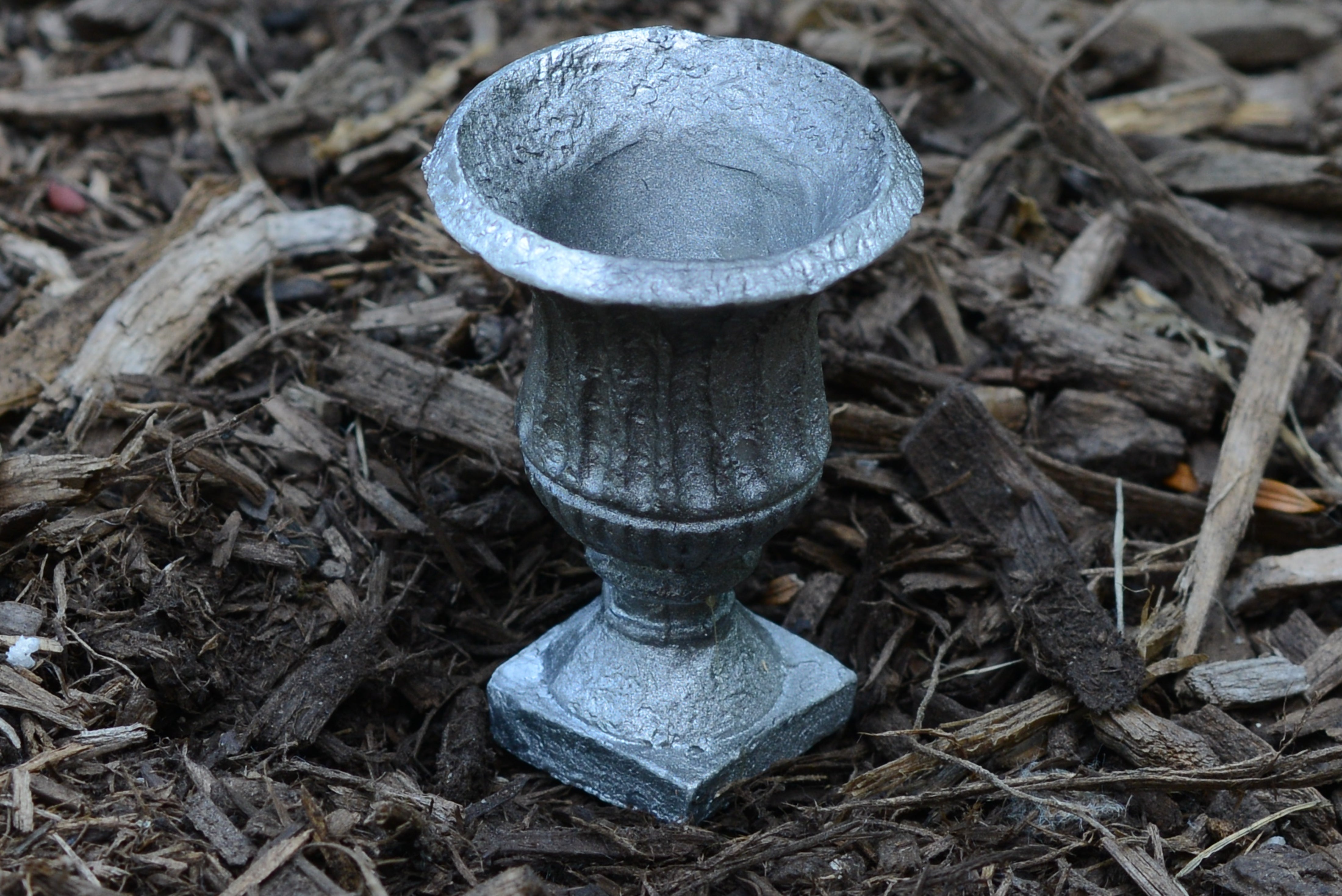 Elegant Mini Planter Pewter Beveled