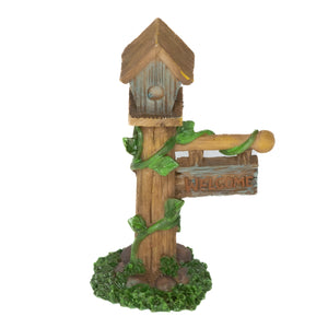 Mini Fairy Garden Birdhouse with Welcome Sign