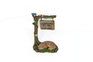 "Please Step Carefully" Fairy Garden Sign with Tulips