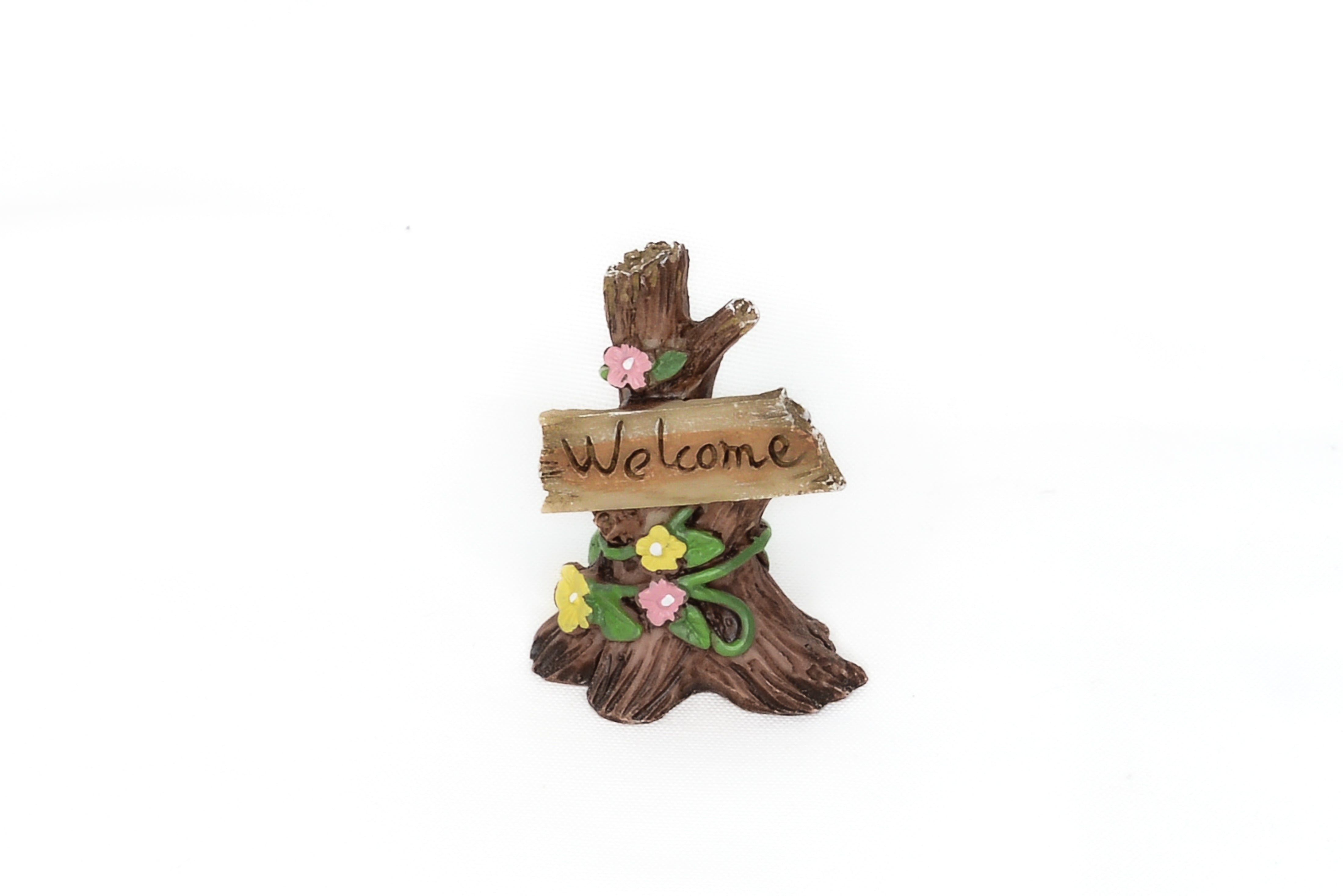 "Welcome" Flower Vine Stump