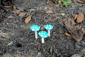 Mini Glossy Mushrooms - Set of 3 - Turquoise