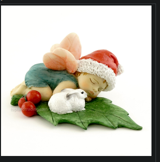 Christmas Fairy Baby Sleeping with Bunny