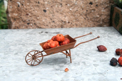 Mini Rusty Wheelbarrow, Fairy Garden Wheelbarrow