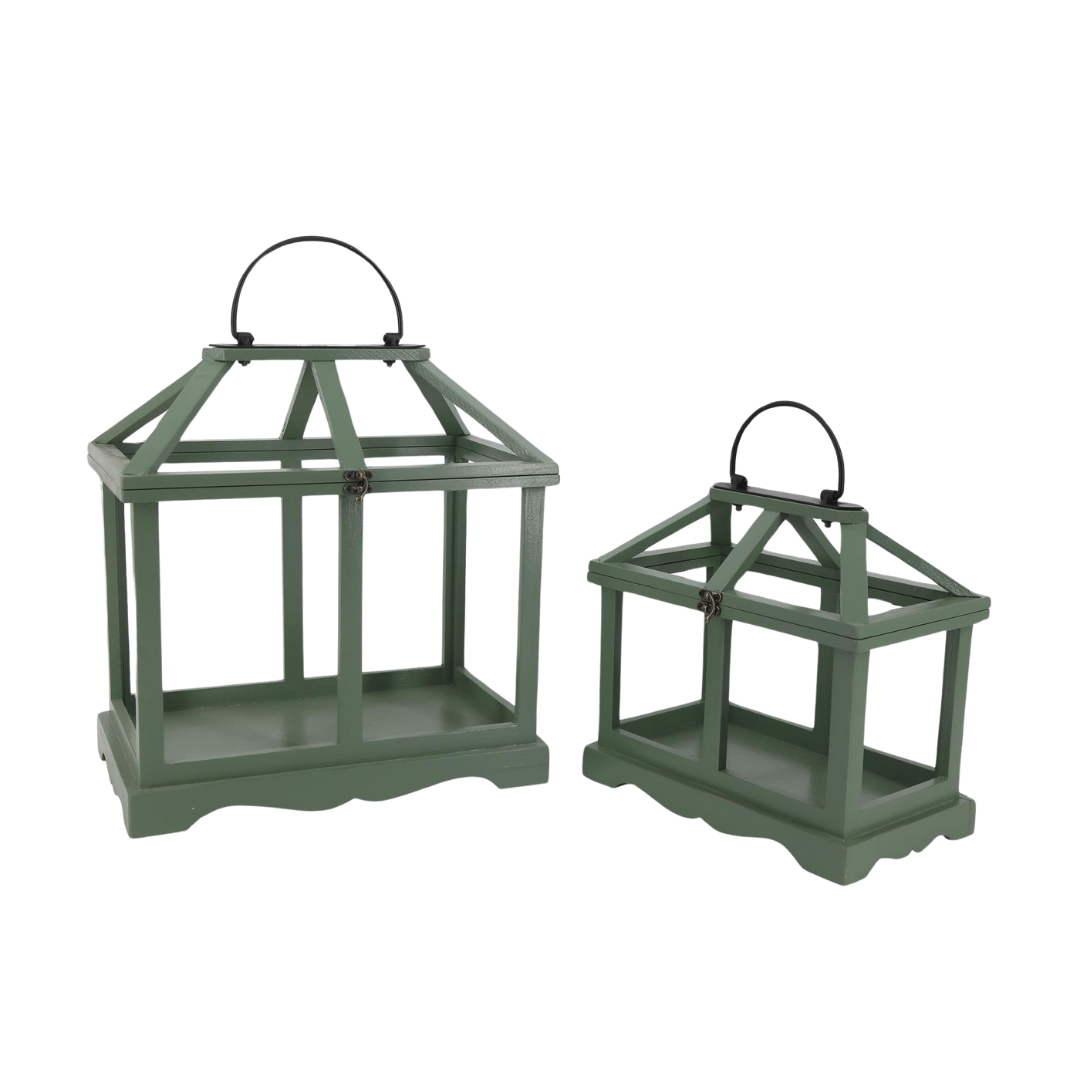 Wood Green Terrariums Set of 2 Spring Home Decor