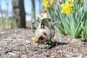 Spring Solar Light Up Teapot Fairy House Gray