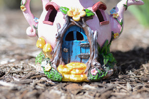 Spring Solar Light Up Teapot Fairy House Pink