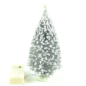 Light Up Silver Glitter Bottle Brush Tree 7", Fairy Garden Xmas Tree