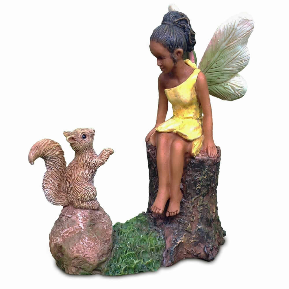Making Friends Fairy, Ebony Fairy, Black Fairy - Mini Fairy Garden World