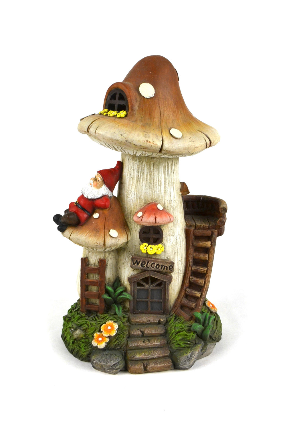 Solar Mushroom Gnome House, Fairy Garden Gnome House - Mini Fairy Garden World