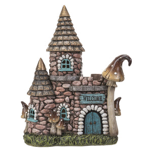 Fairy Garden Rocky Welcome House With LED Lights