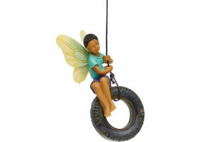 Tire Swing Fairy, Fairy Garden Fairy, Fairy Swinging, Mini Swing, Miniature Swing - Mini Fairy Garden World