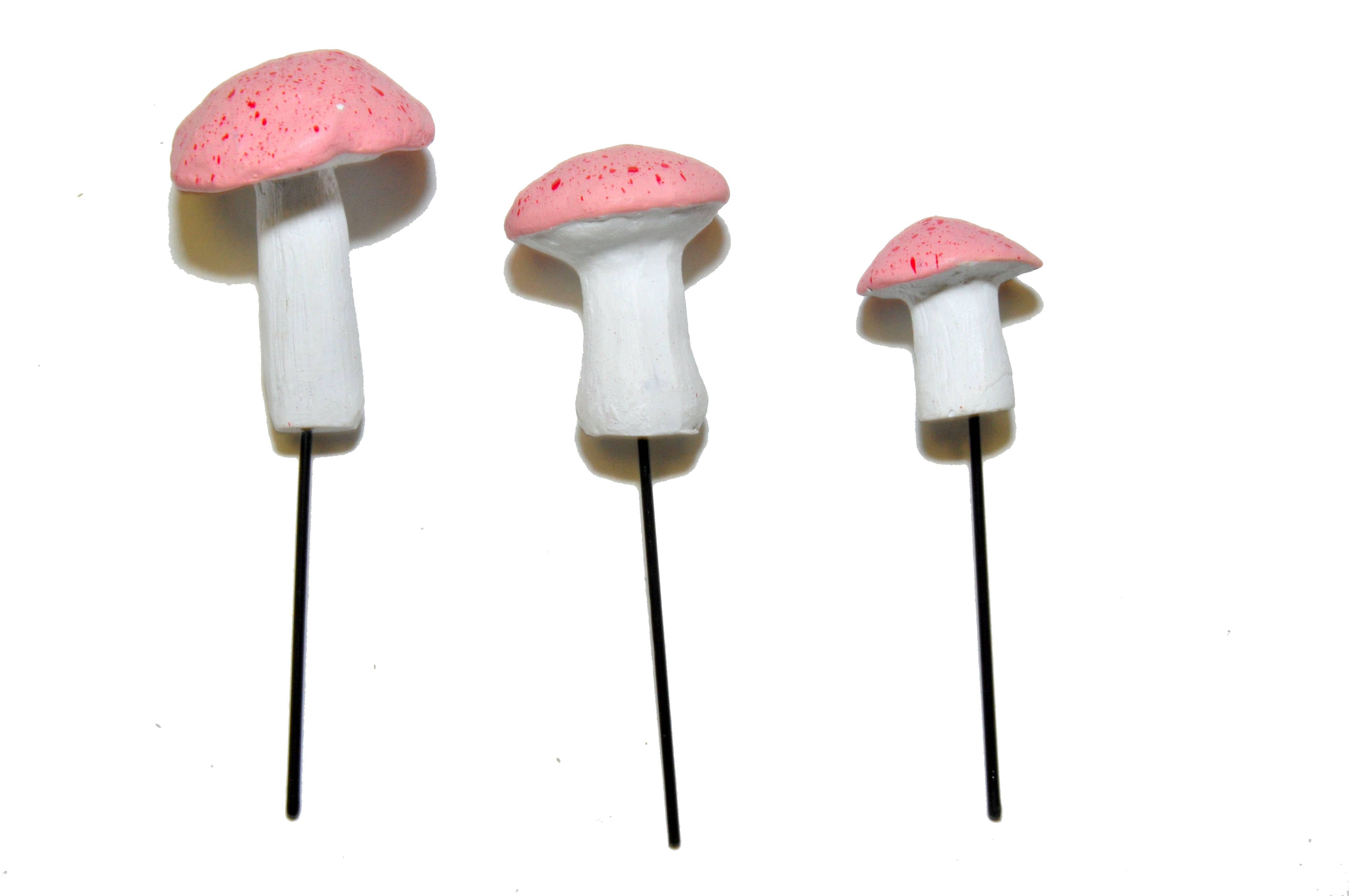 Garden Miniature Mushrooms, 3 pc - Pink - Mini Fairy Garden World
