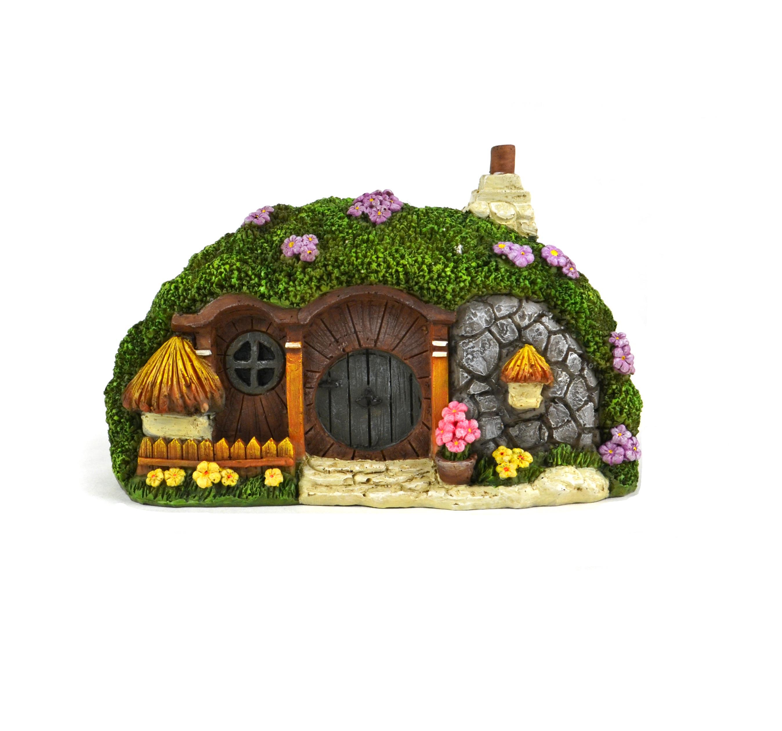Mossy Troll Flower House, Fairy Garden Hill House - Mini Fairy Garden World