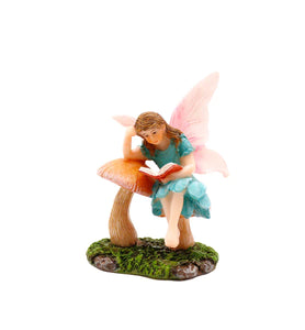 Fairy Reading By Mushroom, Fairy Girl Reading