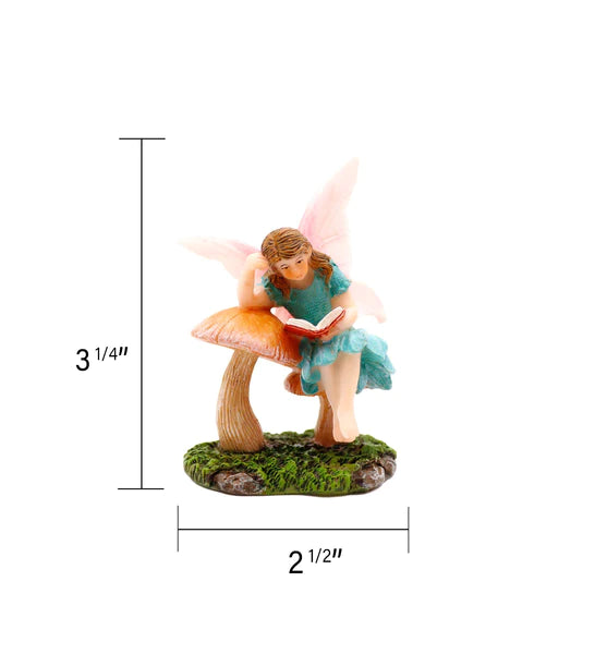 Fairy Reading By Mushroom, Fairy Girl Reading