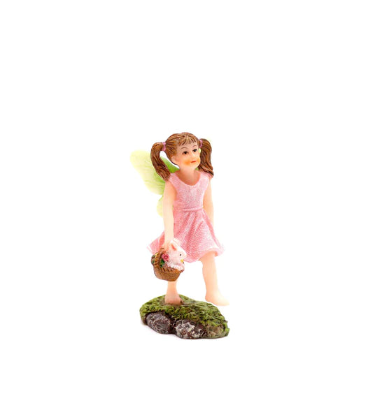 Fairy With Bunny Basket, Pigtail Fairy, Pink Dress Fairy