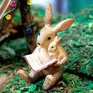 Fairy Garden Reading Bunny And Baby