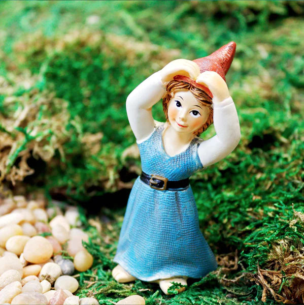 Fairy Garden Hand Heart Gnome, Miniature Lady Gnome