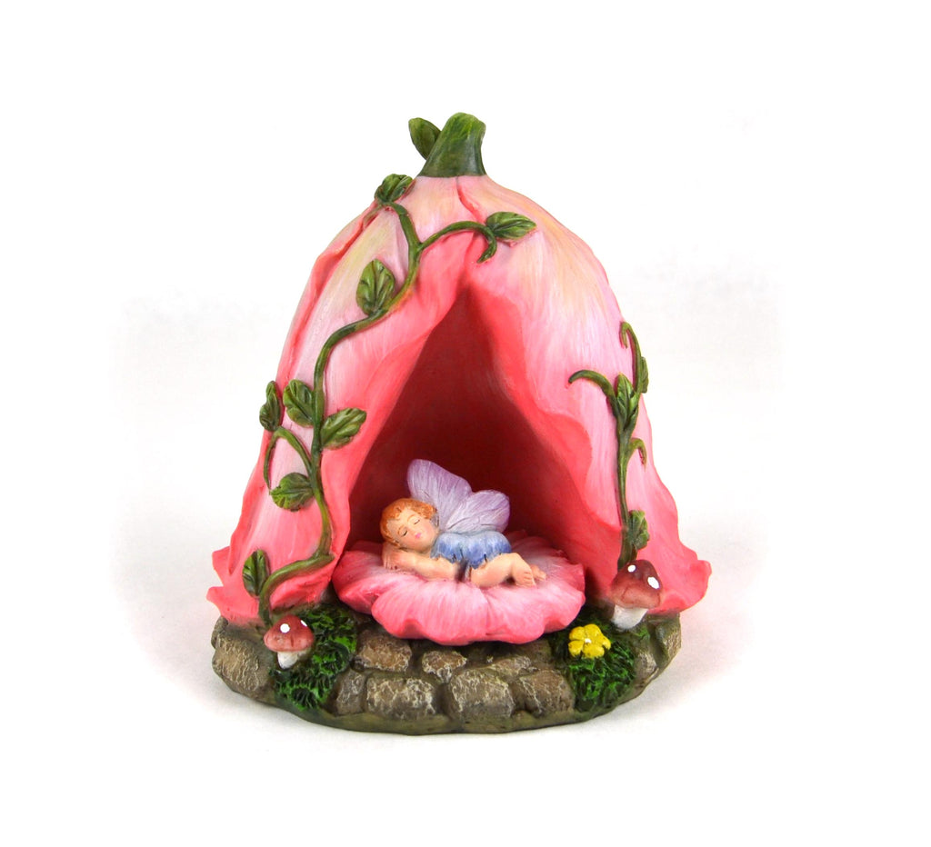 Flower House With Mini Sleeping Fairy, Fairy Garden House - Mini Fairy Garden World