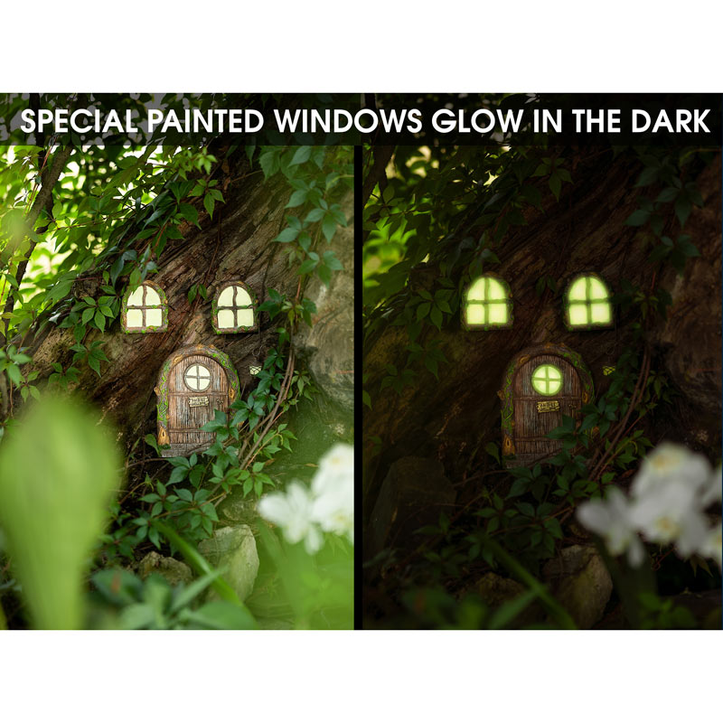 Fairies Welcome Fairy Door, Glows In The Dark Fairy Door And Windows - Mini Fairy Garden World