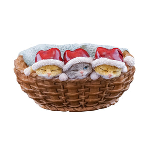 Christmas Kittens in Basket, Mini Xmas Kittens - Mini Fairy Garden World