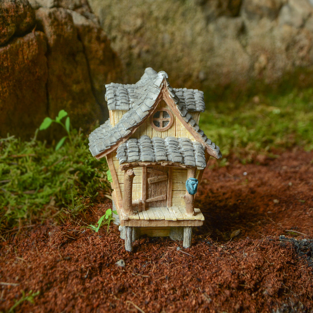 Elevated Cabin Fairy House, Fairy Garden House - Mini Fairy Garden World
