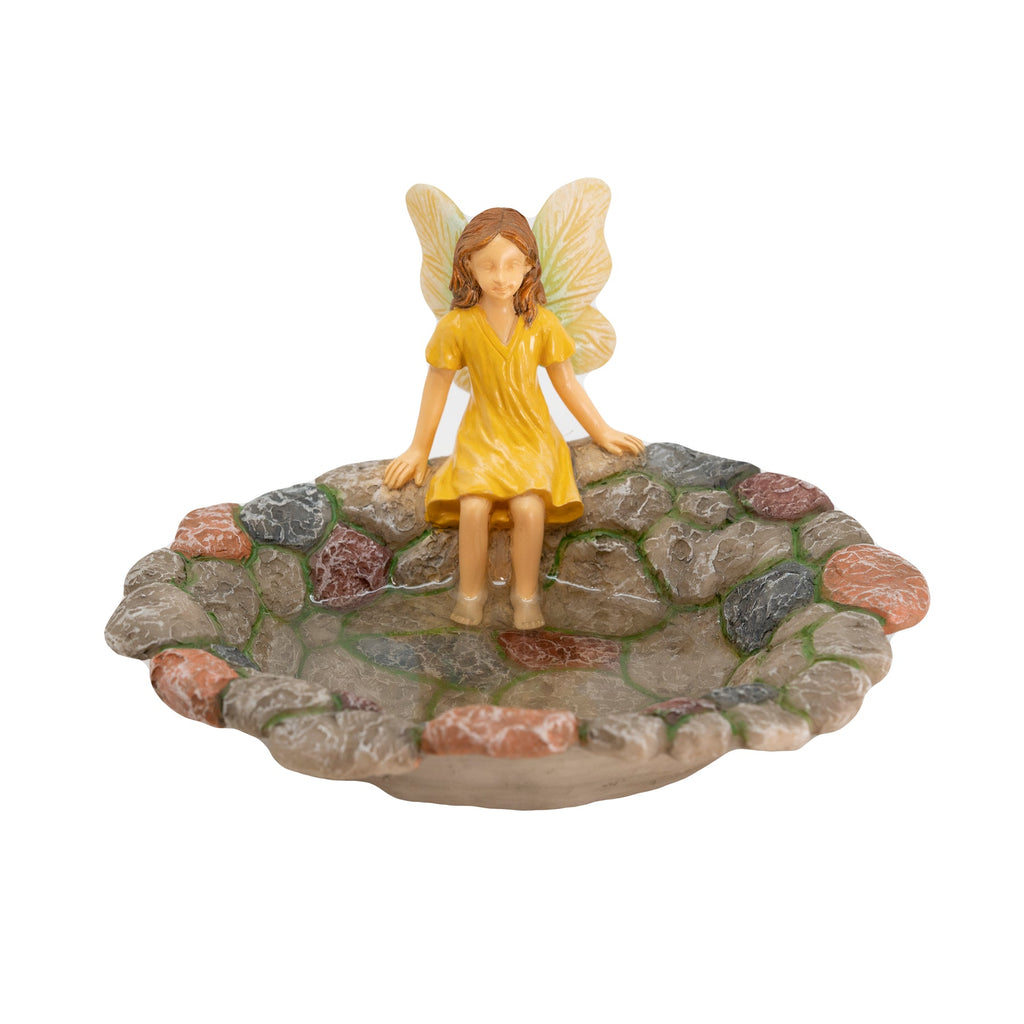 Fairy Cooling Off in Rock Pond, Fairy Garden Pond - Mini Fairy Garden World