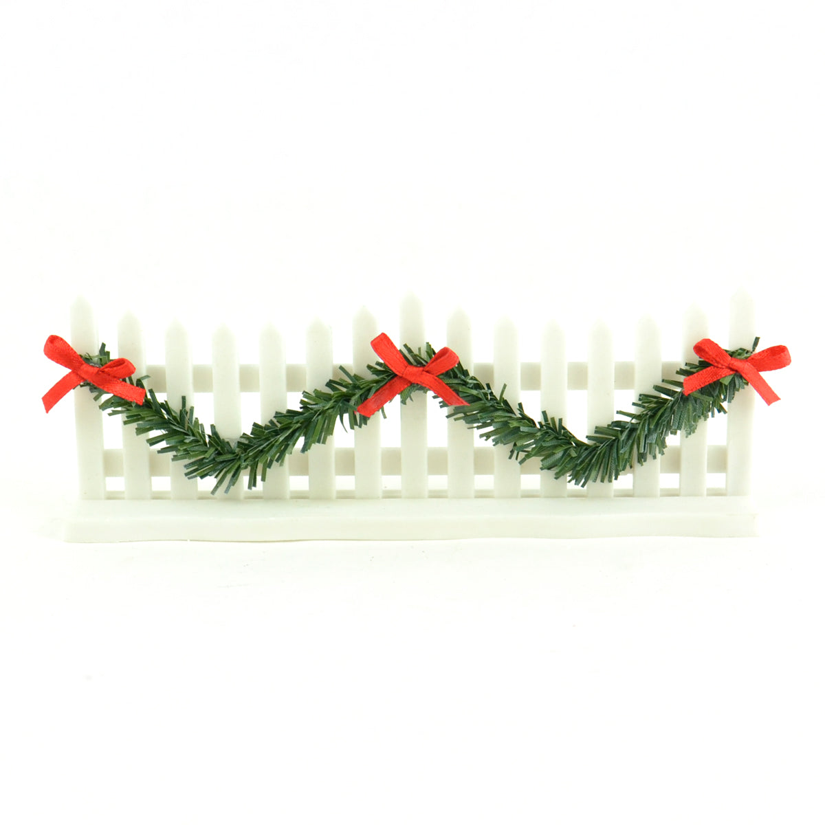 White Winter Holiday Fence With Garland - Mini Fairy Garden World