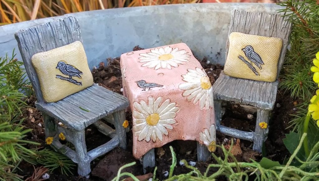 Fairy Table For Two, Miniature Table, Fairy Garden Table and Chairs - Mini Fairy Garden World