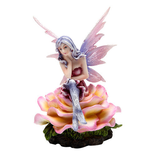 Contemplation Fairy, Fairy Garden Fairy, Fairy Sitting On Flower, Garden Fairy - Mini Fairy Garden World