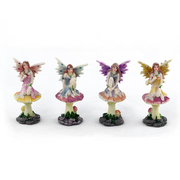 Mini Mushroom Fairies, Fairies Sitting on Mushrooms - Mini Fairy Garden World