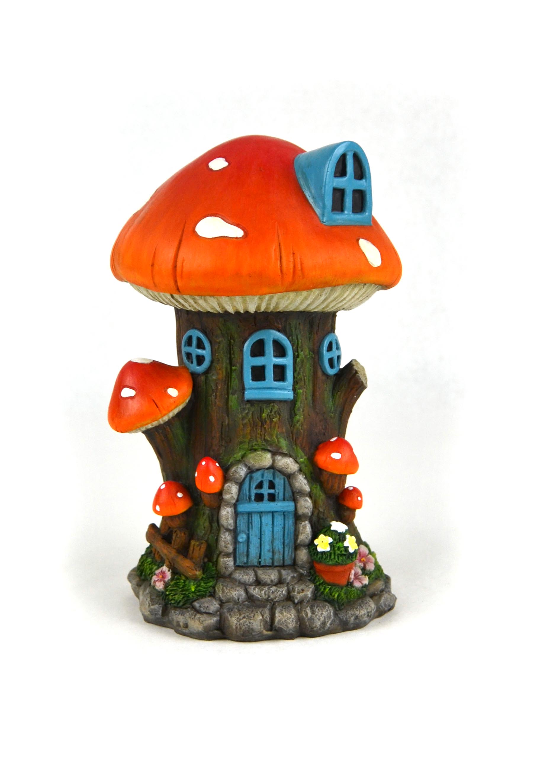 Orange Mushroom Fairy Garden Tree House - Mini Fairy Garden World