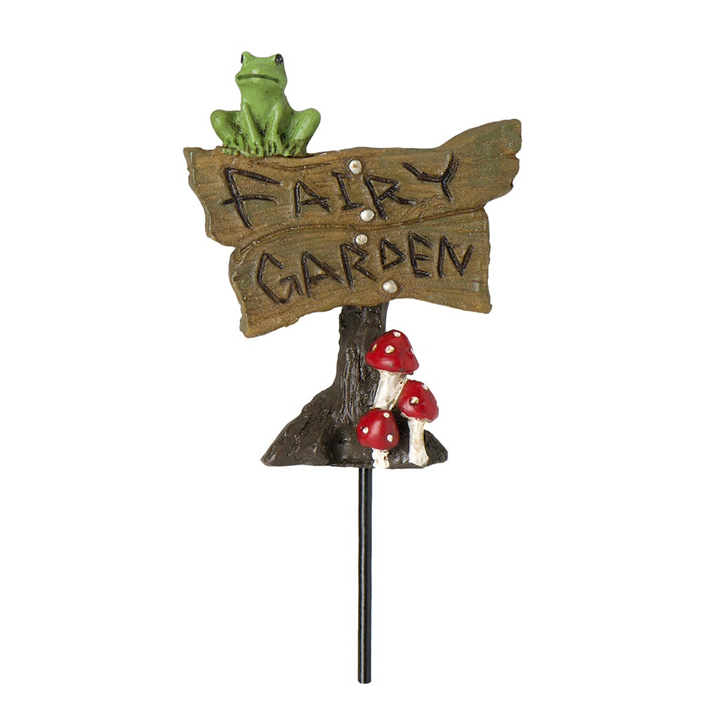 Fairy Garden Sign With Frog - Mini Fairy Garden World