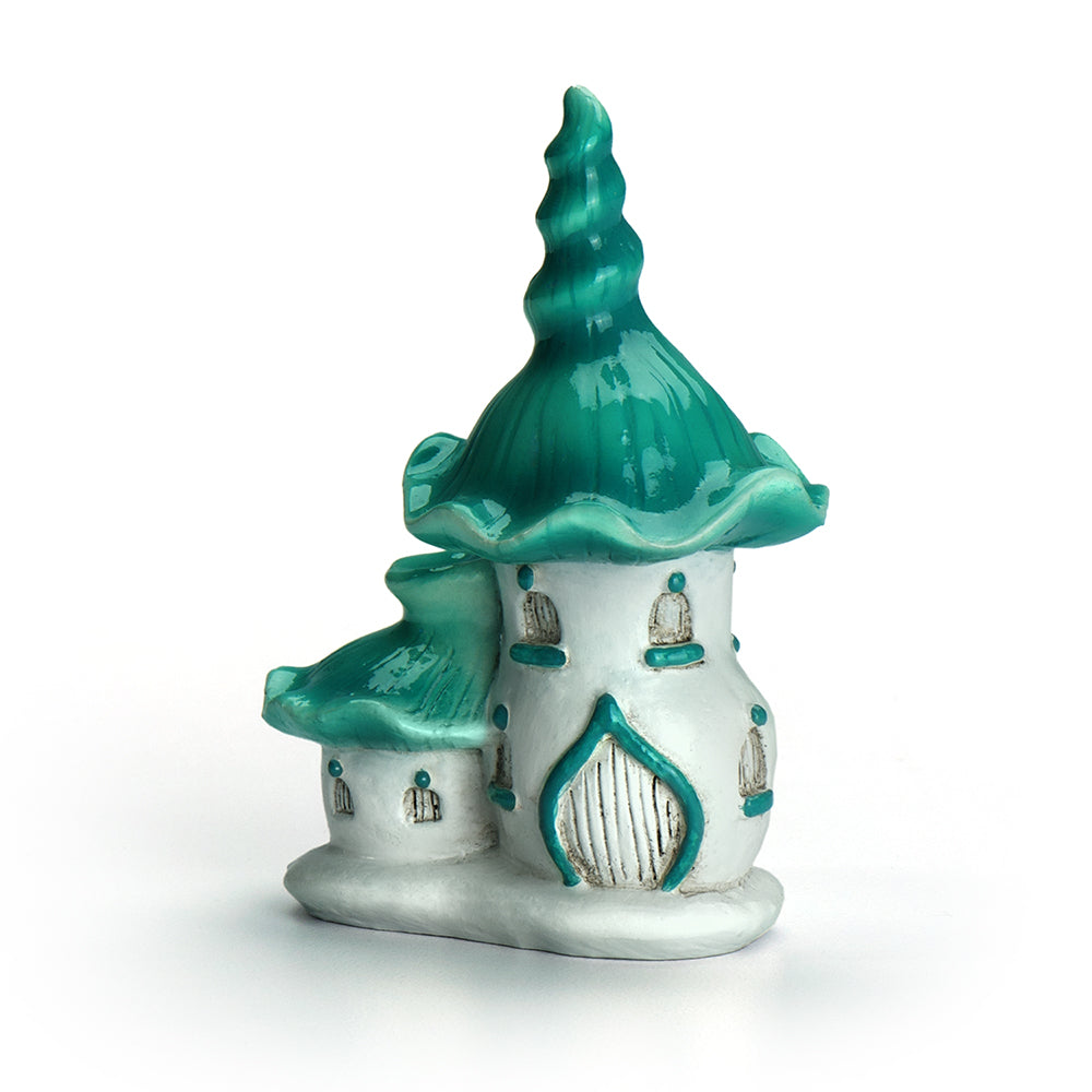 Mini Double Top Teal Fairy House, Micro Mini Fairy House