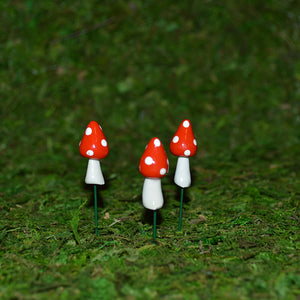 Pointy Mushrooms - Set of 3 - Red - Mini Fairy Garden World