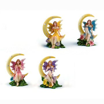 Mini Fairies On Moon, Fairies Sitting On Moon - Mini Fairy Garden World